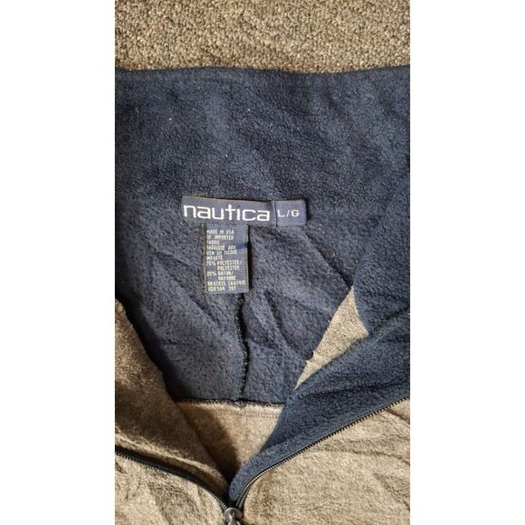 Vintage Nautica Challenge 1/4 Zip Fleece Pullover Mens L Spellout Made in USA - Picture 3 of 4